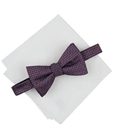 Alfani Men's Herringbone Bow Tie & Solid Pocket Square Set