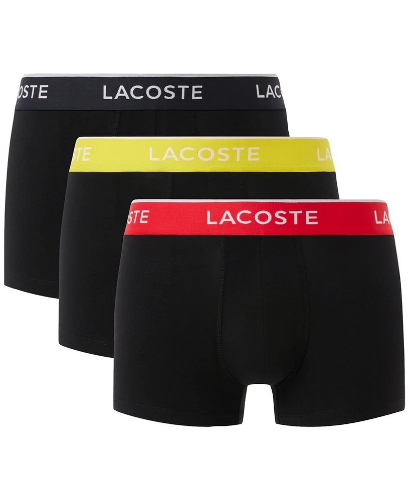 Lacoste Men's 3-Pack Regular-Fit Logo Waistband Trunk Underwear