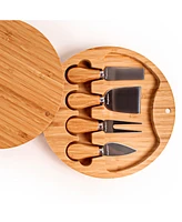 BergHOFF Stainless Steel 6-Piece Cheese Knives and Bamboo Round Board Set
