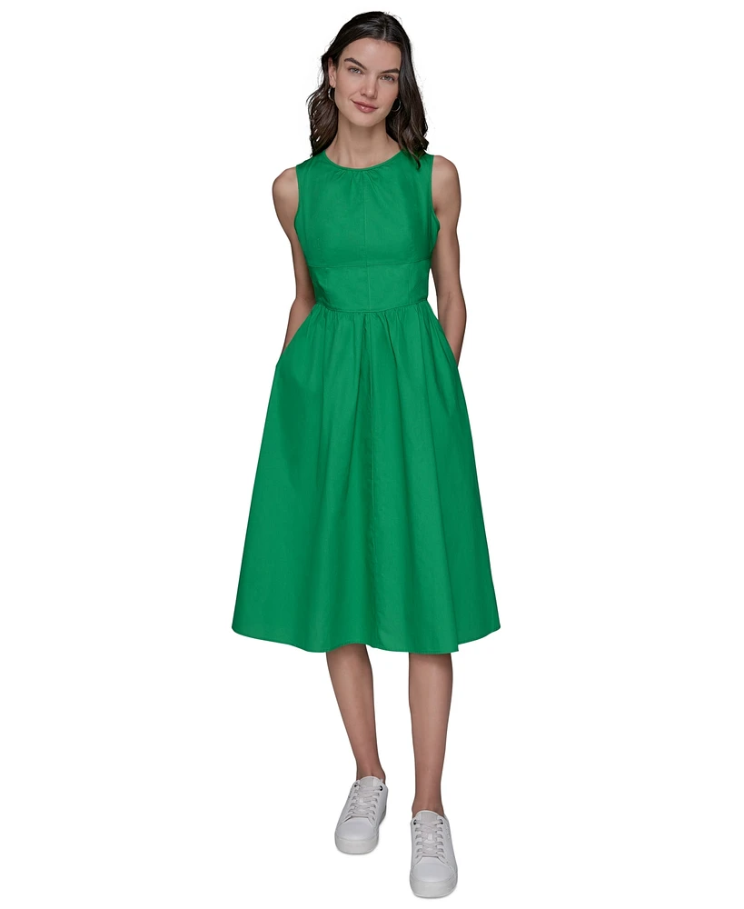 Karl Lagerfeld Paris Petite Cotton Bow-Back A-Line Dress