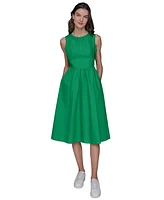 Karl Lagerfeld Paris Petite Cotton Bow-Back A-Line Dress