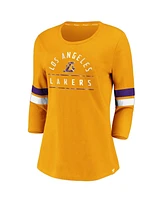 Fanatics Women's Gold Los Angeles Lakers Iconic Prolific Modern 3/4-Sleeve T-Shirt