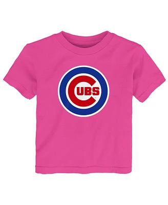 Outerstuff Toddler Pink Chicago Cubs Primary Logo T-Shirt