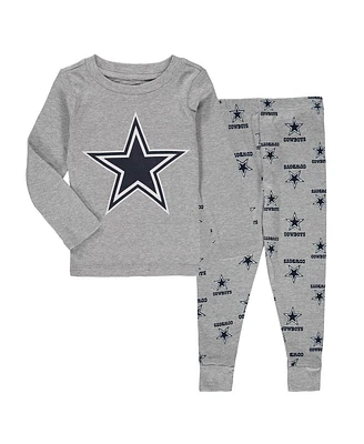 Outerstuff Toddler 2-Piece Heathered Gray Dallas Cowboys Long Sleeve T-Shirt and Pants Sleep Set
