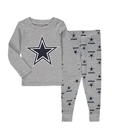 Outerstuff Toddler 2-Piece Heathered Gray Dallas Cowboys Long Sleeve T-Shirt and Pants Sleep Set