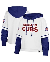 '47 Brand Women's White Chicago Cubs Trifecta Shortstop Cropped Pullover Hoodie