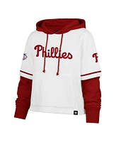 '47 Brand Women's White Philadelphia Phillies Trifecta Shortstop Cropped Pullover Hoodie