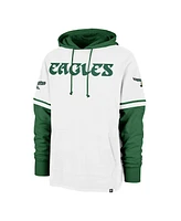 '47 Brand Men's White Philadelphia Eagles Throwback Shortstop Pullover Hoodie
