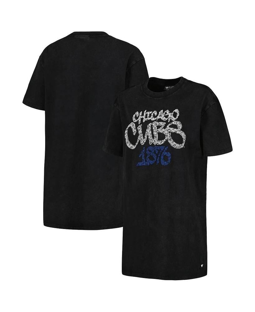 The Wild Collective Women's Black Chicago Cubs T-Shirt Dress