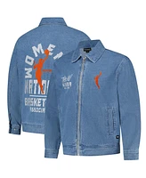 The Wild Collective Men's and Women's Blue Wnba Gear Denim Full-Zip Jacket