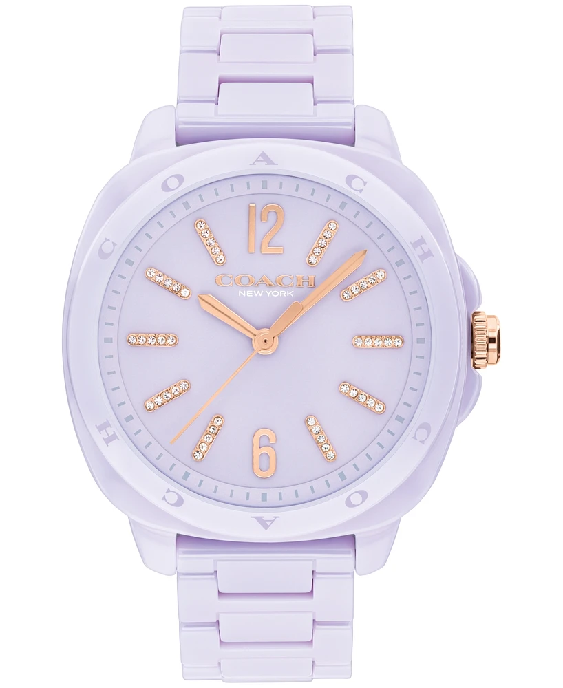 Coach Women's Kitt Lavender Ceramic Bracelet Watch, 38mm