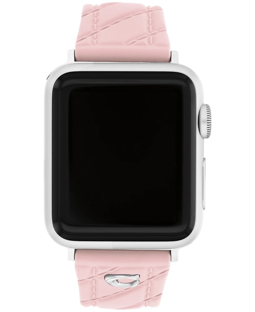 Coach Women's Quilted Pink Silicone Apple Watch Strap 38mm, 40mm, 41mm