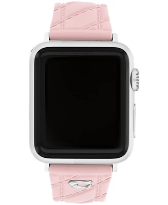Coach Women's Quilted Pink Silicone Apple Watch Strap 38mm, 40mm, 41mm