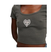 Cotton On Women's Scooped Crop Rib Tee