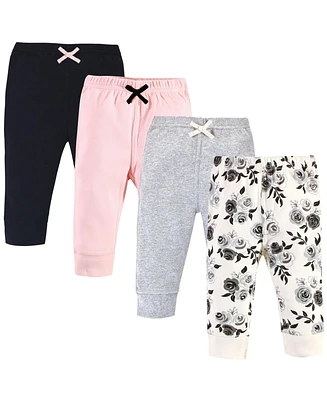 Touched by Nature Baby Girls Organic Cotton Pants 4pk, Black Floral