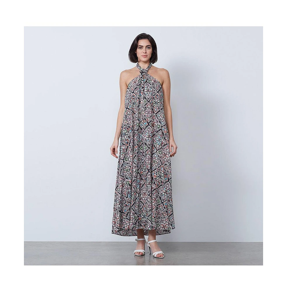 Etcetera Women's Floral Print Cotton Halter Dress Chloris