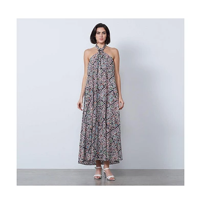 Etcetera Women's Floral Print Cotton Halter Dress Chloris