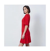 Etcetera Women's Red Knit Jacquard Pullover Dress Windflower