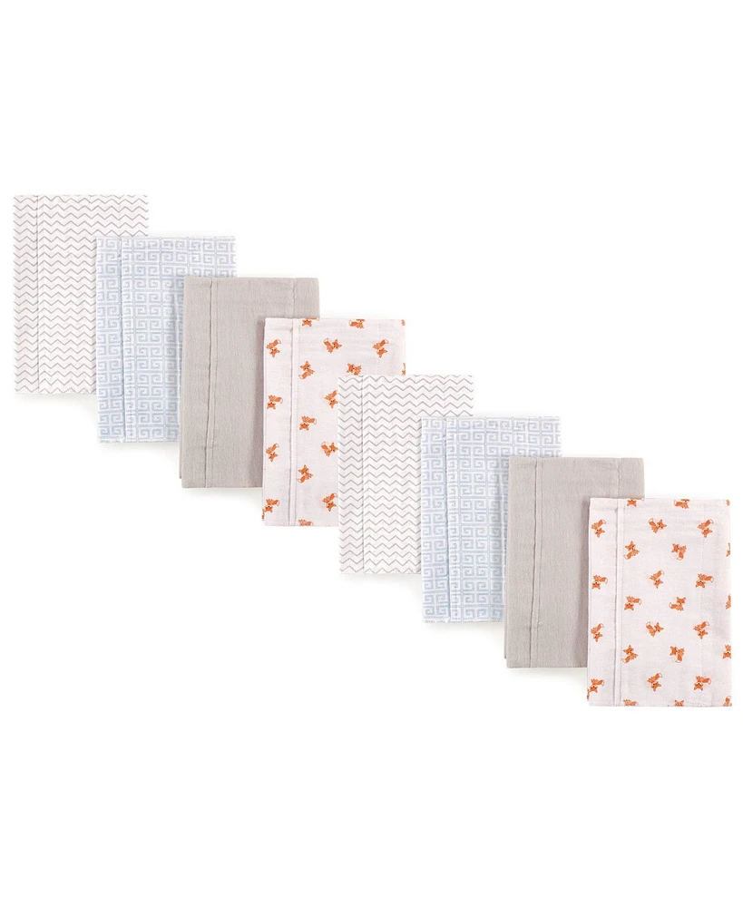 Luvable Friends Cotton Poly Flannel Burp Cloths 8-Pack Set, Fox, One Size