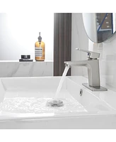 Single-Handle Single-Hole Bathroom Faucet Spot Resist Brushed Nickel