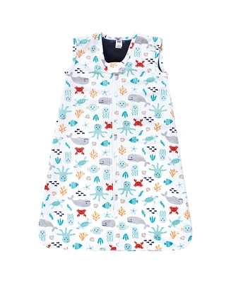 Hudson Baby Boys Plush Faux Fur Sleeping Bag, Wearable Blanket, Sea Characters