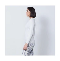Etcetera Women's White Pullover Sweater Fluted