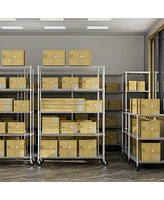 5 Tier 6000lbs Heavy Duty Adjustable Storage Rack Metal Shelf Wire Shelving Unit with Wheels & Shelf Liners - 82" H x 48" L x 24" D