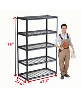 5 Tier Heavy Duty Metal Storage Shelves,Easy to Assemble,Adjustable,Storage Shelves for Basements, Garages and Kitchen, 78 "H47.2 "W23.6 "D