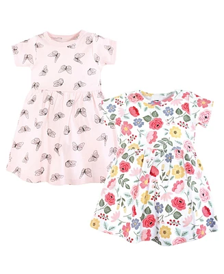 Hudson Baby Girls Cotton Dresses, Modern Botanical, 9-12 Months