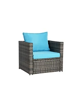 3-Piece Patio Set, Woven L-Shaped Sectional, Sofa, Lounger & Coffee Table