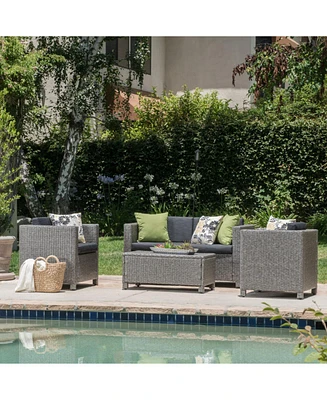 Modern 4-Piece Outdoor Wicker Sofa Set with Cushions