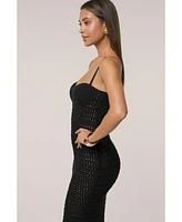 Jluxlabel Women's Deep Sea Crochet Maxi Dress