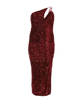 Quiz Plus One Shoulder Cut Out Sequin Maxi Dress