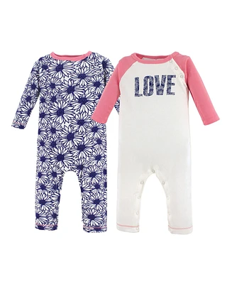 Touched by Nature Baby Girls Cotton Coveralls 2pk, Daisy, 18-24 Months