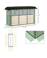 Outsunny Galvanized Raised Garden Bed with Crop Cage & Shade Cloth