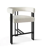 Set of 2 Velvet Counter Stools, Modern Bar Stools with Curved Back, Metal Legs & Upholstered Seat-Maison Boucle