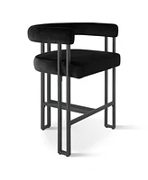 Set of 2 Velvet Counter Stools, Modern Bar Stools with Curved Back, Metal Legs & Upholstered Seat-Maison Boucle