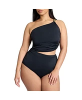 Eloquii Plus One Shoulder Piece Swimsuit With Cutout