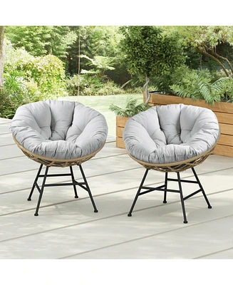 Palos Outdoor Wicker Lounge Chair Set of 2