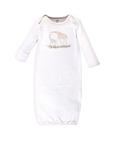 Touched by Nature Baby Boys Organic Cotton Long-Sleeve Gowns 3pk Giraffe, 0-6 Months