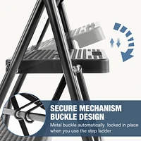 Lightweight Step Stool, 2-Step Steel Portable Folding Step Ladder with Wide Anti-Slip Pedals, 800 lbs. Load