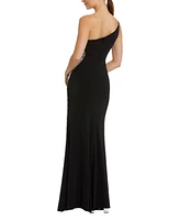 Mac Duggal Women's One Shoulder Jersey Gown With Embellished Cut Out