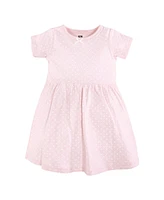 Hudson Baby Girls Cotton Dresses, Tiny Pink Flower, 9-12 Months