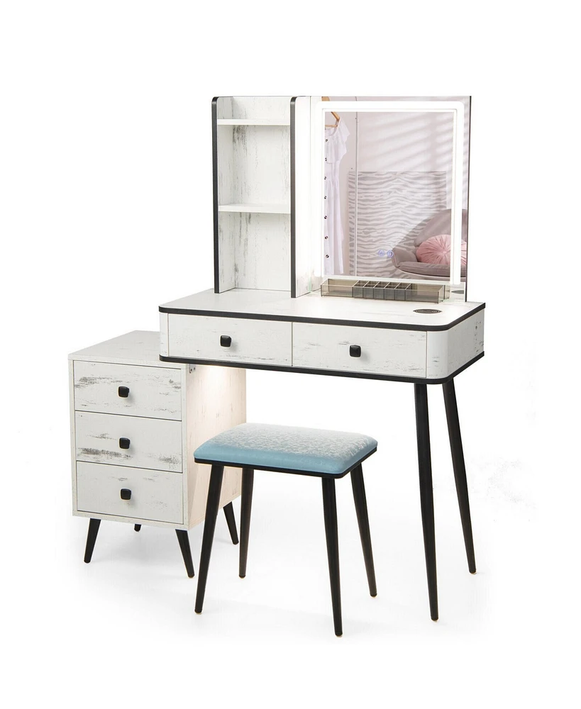 Vanity Makeup Table Set with Lighted Mirror