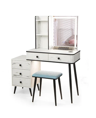 Vanity Makeup Table Set with Lighted Mirror