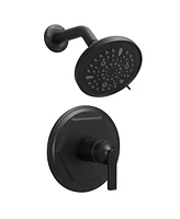 Single Handle 9-Spray Round Rain Shower Faucet 1.8 Gpm with Pressure Balance Valve in. Matte Black