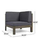 Modern V-Shaped Acacia Outdoor Sectional Sofa Set