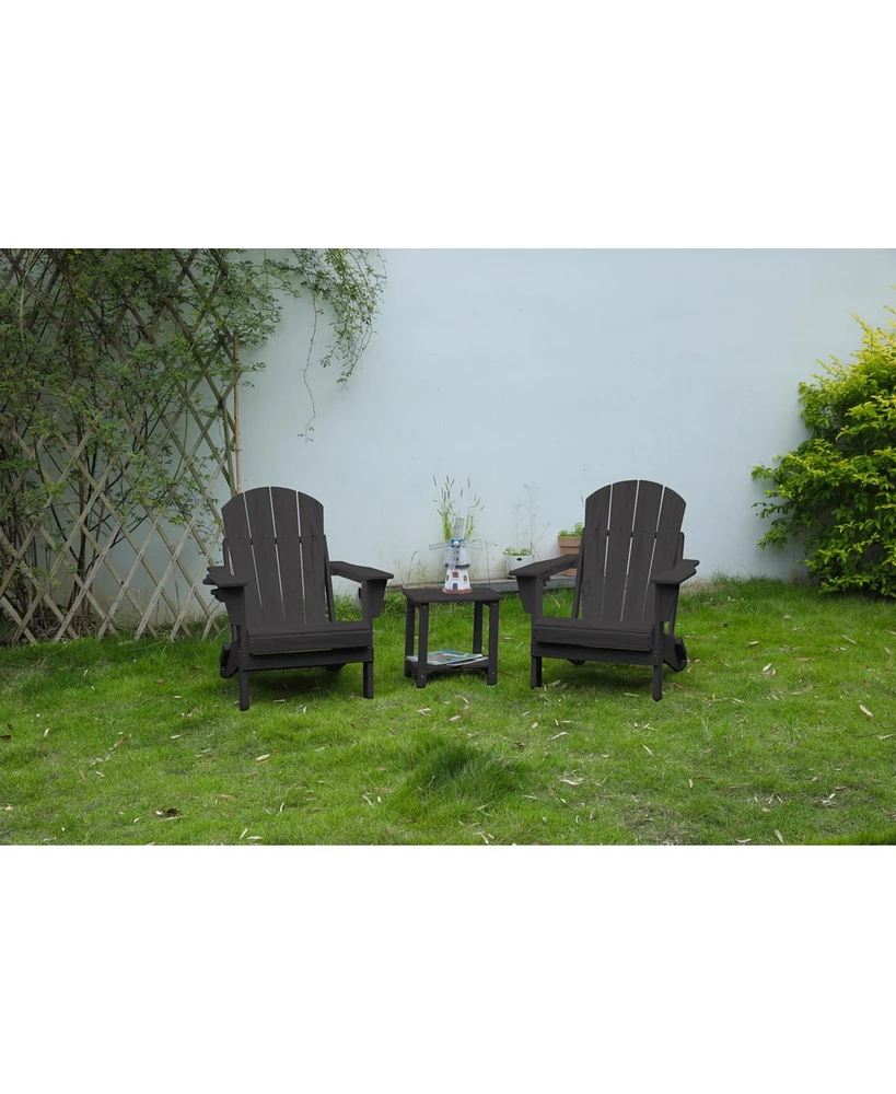 3-Piece Gray Folding Adirondack Set (2 Chairs & Table)