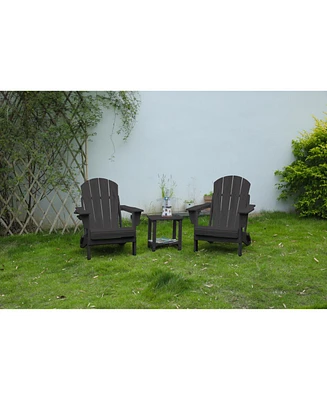 3-Piece Gray Folding Adirondack Set (2 Chairs & Table)