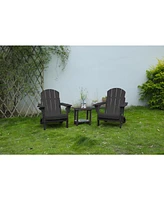 3-Piece Gray Folding Adirondack Set (2 Chairs & Table)